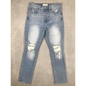 Madewell Jeans Womens Size 26 Blue Denim Perfect Vintage Distressed Knee Ripped